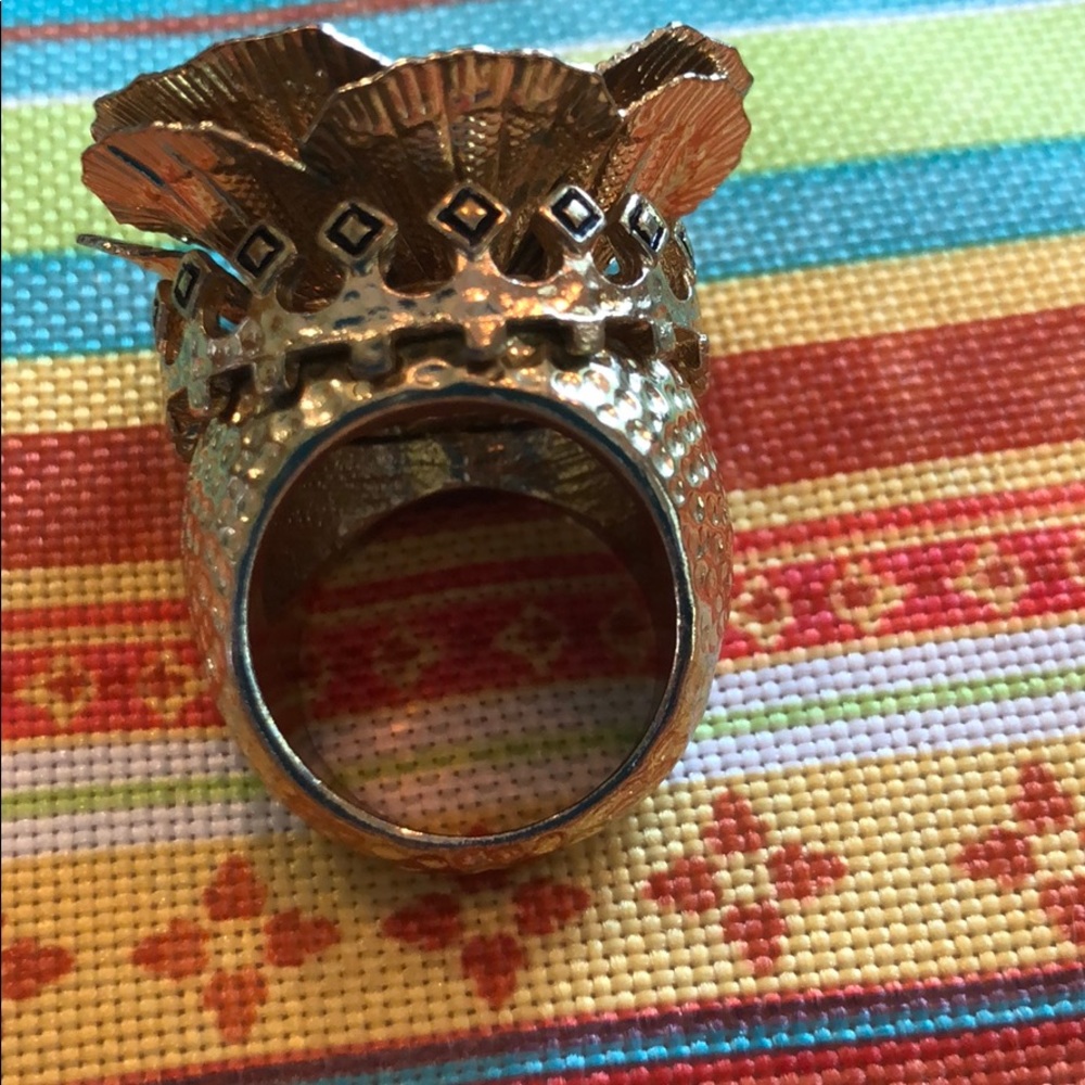 Beautiful Gold Toned Ring with Iridescent Stones - Picture 6 of 7